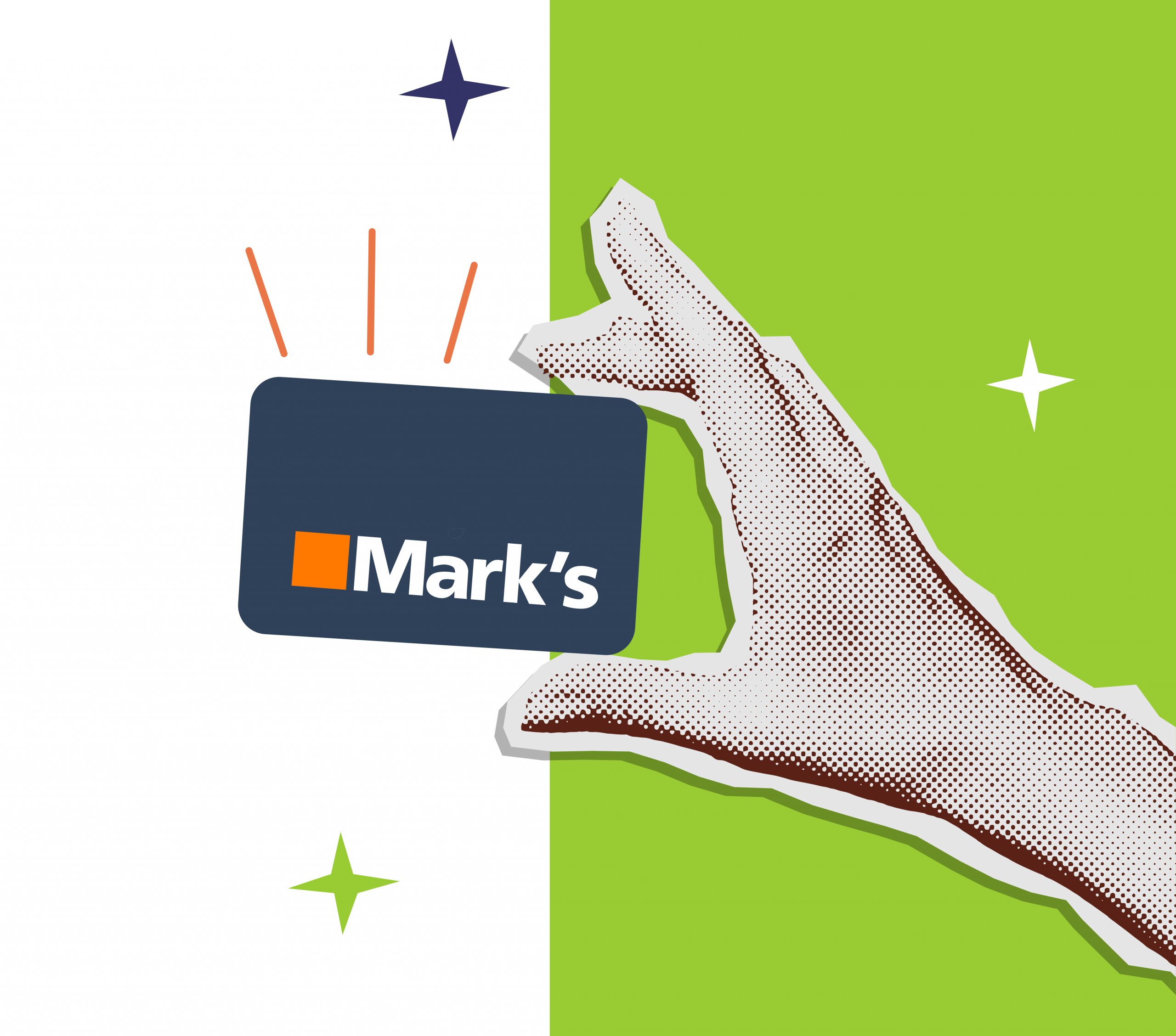 hand holding a gift card for Mark's 